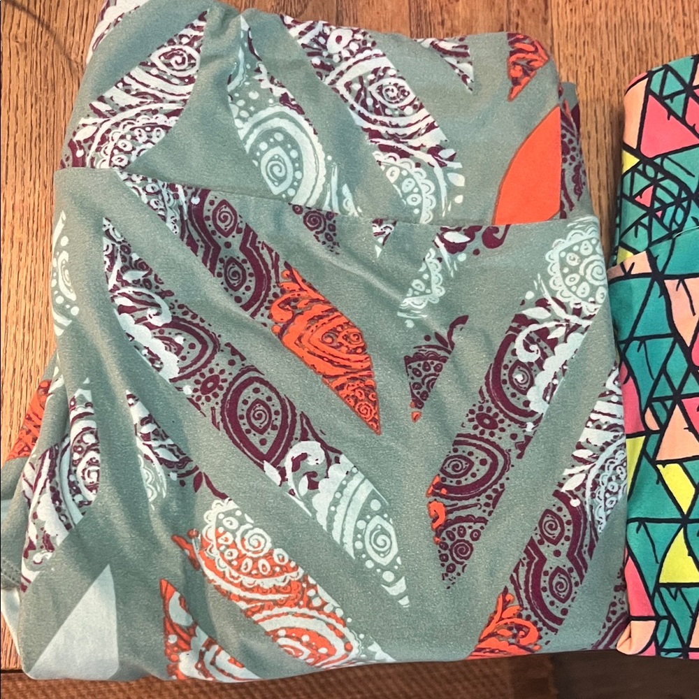 LuLaRoe Teal and Orange Paisley Leggings (set of 2)